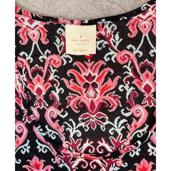 KATE SPADE Beach‎ Swimsuit Cover-Up Mini Dress Black Pink Smocked Size 38" Bust - Picture 7 of 12